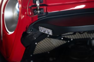 Jeep Gladiator JT Fender Flares - Front - DV8 Offroad - Slim, Micro-texture, Dual Stage Daytime Running Lights - Black - `20-`23